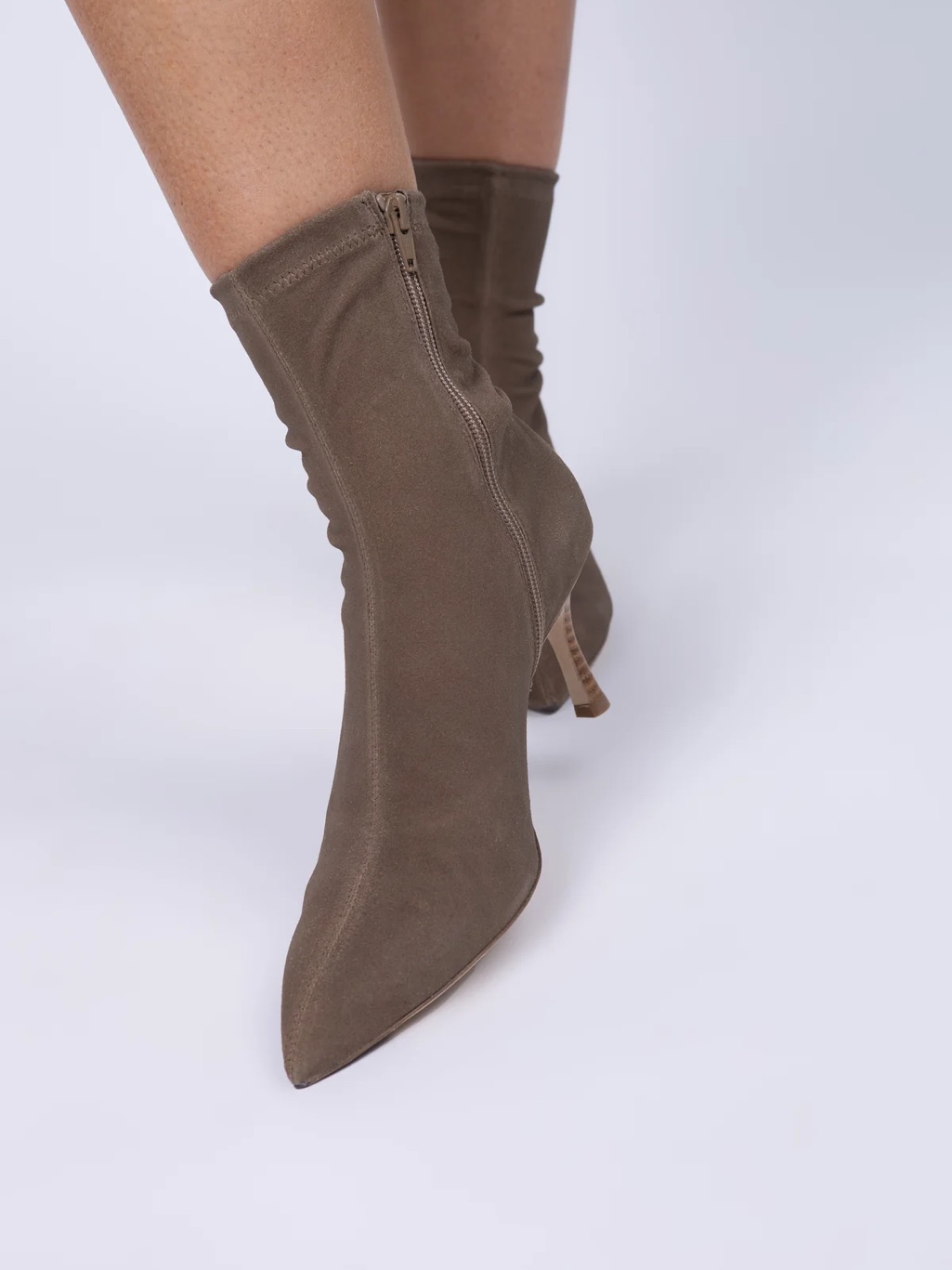 Rag & Bone Taupe Pointed-Toe Stretch Sock Booties